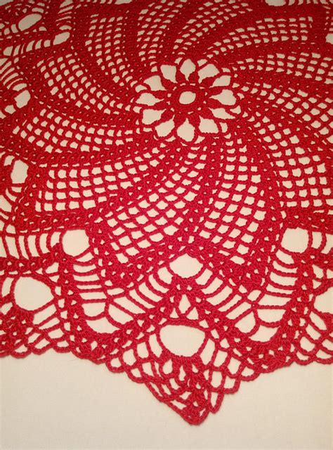 Red Crochet Doily Round Doilies Red Doily Home Decor Etsy México