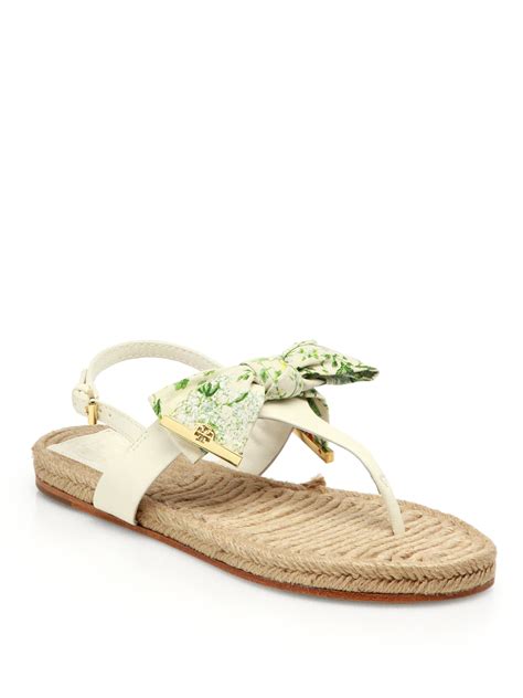 Lyst Tory Burch Penny Leather Esapdrille Thong Sandals In White