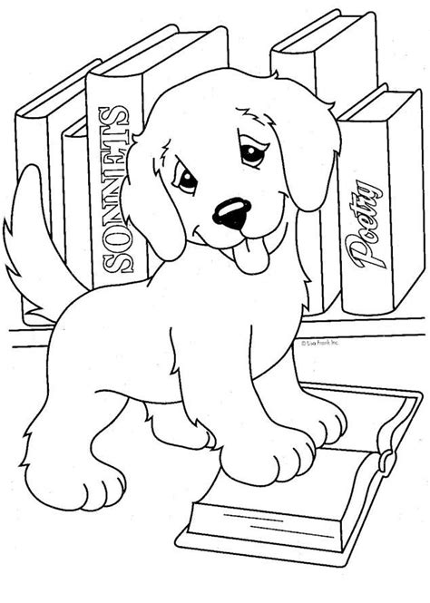 Home/animal coloring pages/little puppy coloring pages. Lisa Frank Coloring Pages Cute Puppy And Books | Puppy ...