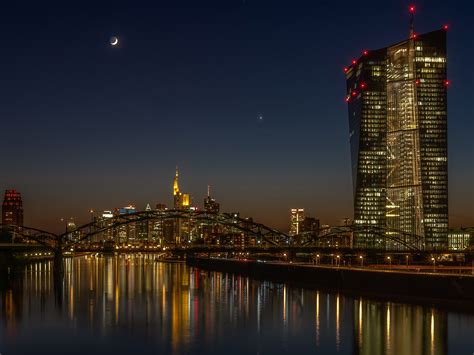 Papéis De Parede Alemanha Frankfurt Ponte Rio Noturna Iluminação