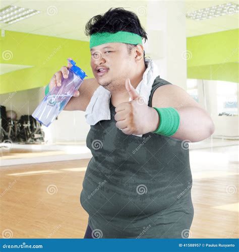Overweight Man Drinking Water 1 Stock Image Image Of Liquid Gesture