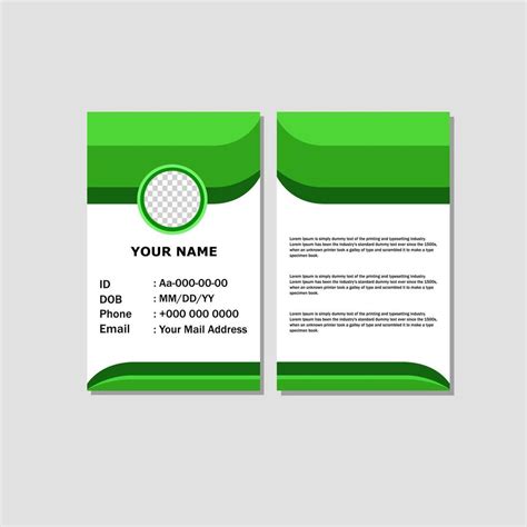 Id Card Template Design With Green Color 7675311 Vector Art At Vecteezy