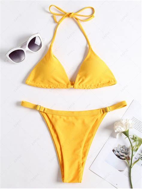 Adjustable String Thong Bikini In Rubber Ducky Yellow Zaful 2024