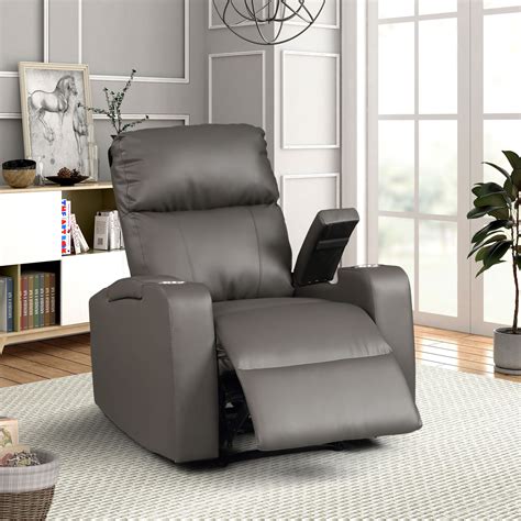 Modern Terry Collection Upholstered Faux Leather With Electric Power