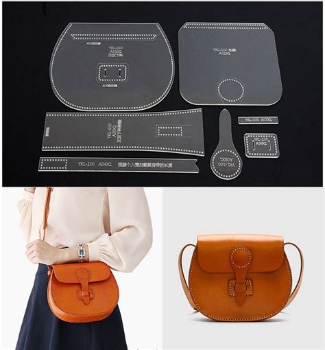 leather craft clear acrylic shoulder bag handbag pattern stencil template diy ebay leather