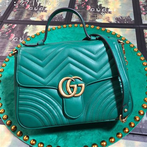 Gucci Gg Marmont Small Shoulder Bag Green 498110