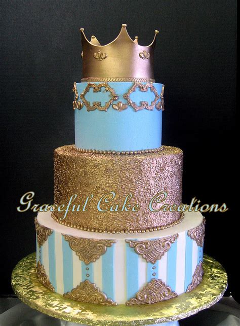 Regal And Elegant Tiffany Blue And Gold Wedding Cake Country Wedding