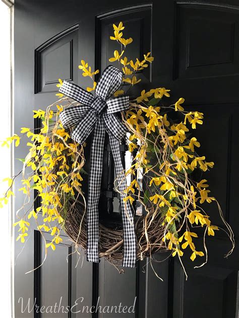 Forsythia Wreath Grapevine Wreath Door Wreaths Wreath Bows Porch