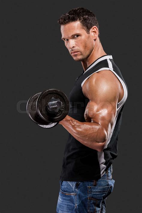 Muscle Man Lifting Weights Stock Image Colourbox
