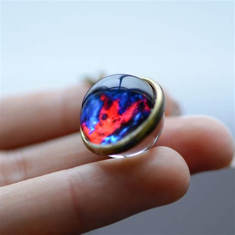 Nebula Galaxy Double Sided Pendant Necklace Glass Art Picture Handmade