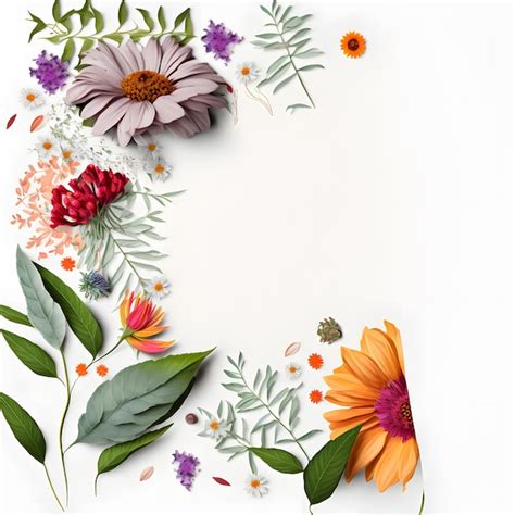 Premium Photo A White Background Topped With Lots Of Colorful Flowers