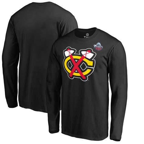 chicago blackhawks black 2017 winter classic vintage logo long sleeve t shirt