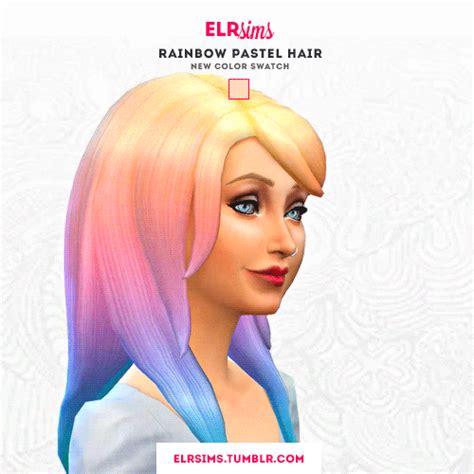 Elrsims Rainbow Pastel Hair 3 Recolors Emily Cc Finds