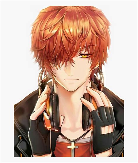Animeboy Orangehair Anime Manga Boy Headphones