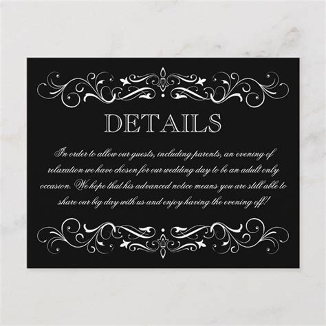 Black And White Adult Only Wedding Reception Enclosure Card Zazzle