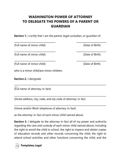 Washington Power Of Attorney Templates Free Word Pdf And Odt