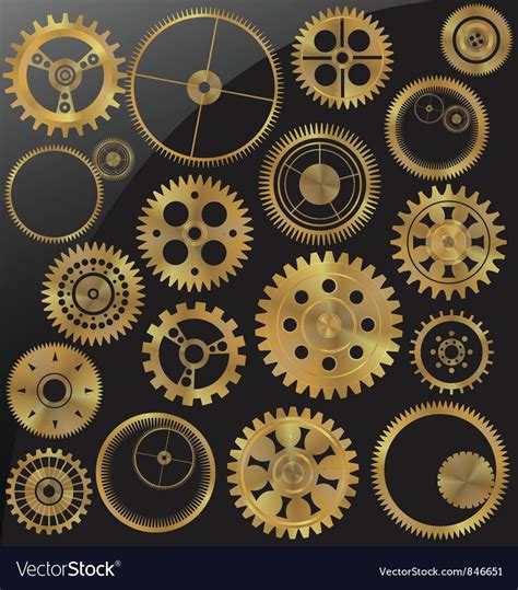 Gold gear set Royalty Free Vector Image - VectorStock