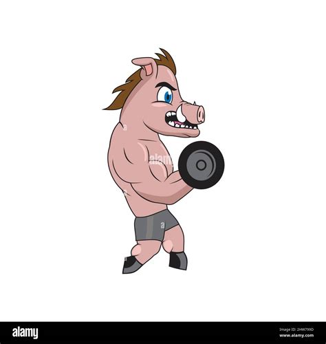 Cerdo Fitness Culturista Dibujos Animados Diseño De Caracteres