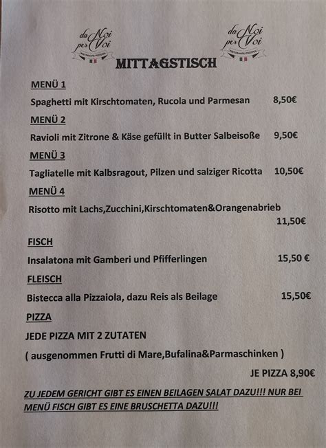 Ristorante Pizzeria Da Noi Per Voi Posts Pfullingen Menu Prices