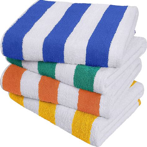Large Beach Towel Pool Towel In Cabana Stripe 4 Pack 100 Cotton