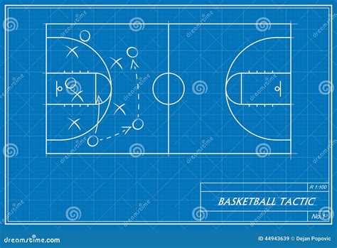 Basketball Tactic On Blueprint Stock Illustration Illustration Of