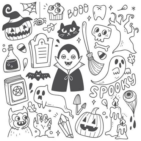 Cute Halloween Doodles Set