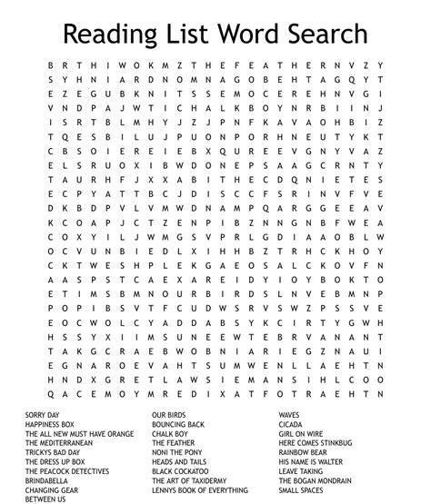 Reading List Word Search Wordmint