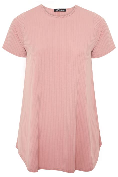 Limited Collection Blush Pink Ribbed Swing T Shirt Yours Clothing