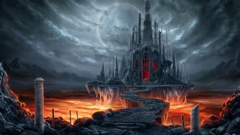 Castle Illustration Doomsday Castle Fantasy Art Lava Hd Wallpaper