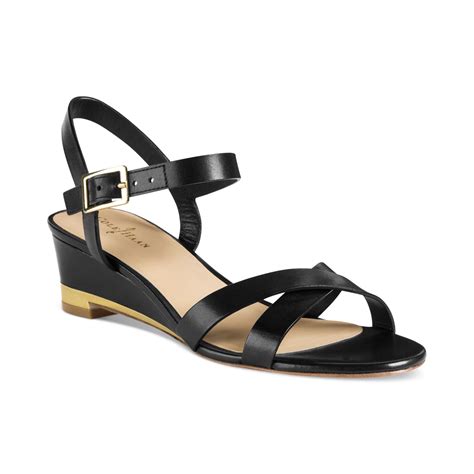 Cole Haan Melrose Low Wedge Sandals In Black Lyst