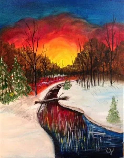 40 Simply Amazing Winter Painting Ideas Her Canvas Winter Painting
