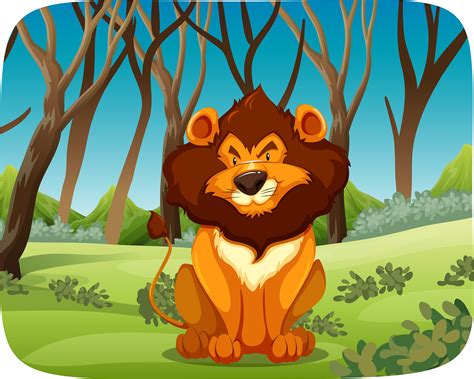 A Lion In The Forest 372806 Vector Art At Vecteezy