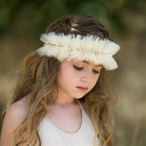 Ruffled Tulle Headband Tulle Headband Ruffled Rhinestone Cups