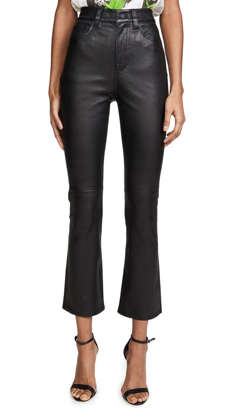 For All Mankind High Waisted Leather Slim Kick Jeans Shopbop High