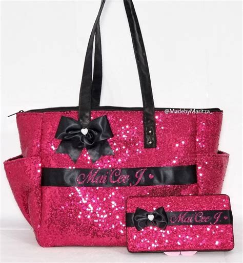 Personalized Hot Pink Sparkly Sequin Diaper Bag Tote Purse Etsy