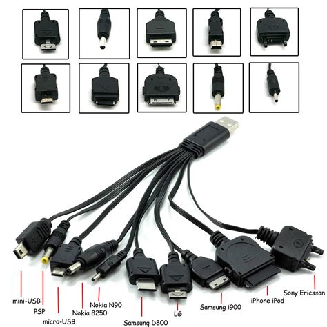 10 In 1 Usb Multi Plug Charger Cable Mobile Phones Iphone Mp3 Nokia