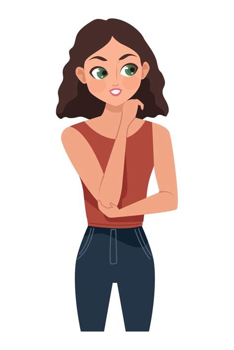 Beautiful Woman Thinking 10427003 Vector Art At Vecteezy