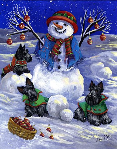 Amazon Com Suzanne Renaud Scottish Terrier Snowman Gf Outdoor Flags
