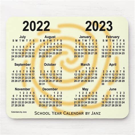 2022 2023 Sunny Days School Year Calendar By Janz Mouse Pad Zazzle