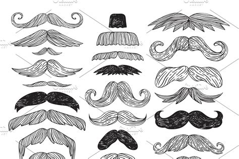 Huge Set Of Vector Mustache Custom Designed Illustrations Creative