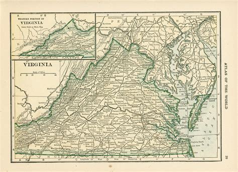 Atlas Vintage Map Pages Virginia On One Side And West Virginia On The