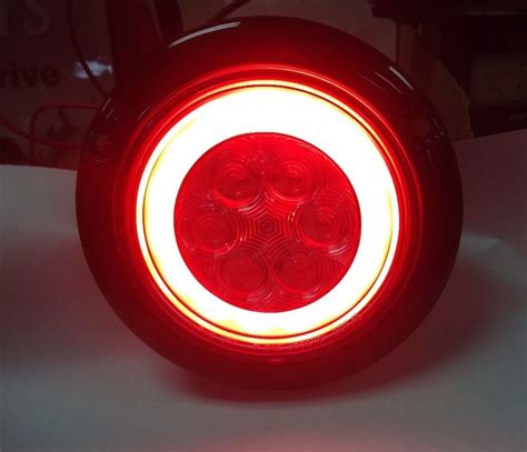 2 Red Led 4″ Round Truck Trailer Brake Stop Turn Tail Lights With Red