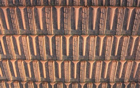 Old Clay Roof Tiles For House As Natural Brown Background Stock Photo