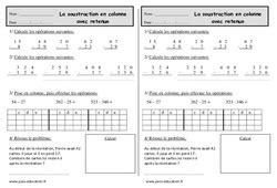 Jeu éducatif de mathématique : Soustraction : CE1 - Cycle 2 - Exercice évaluation révision leçon - Pass Education
