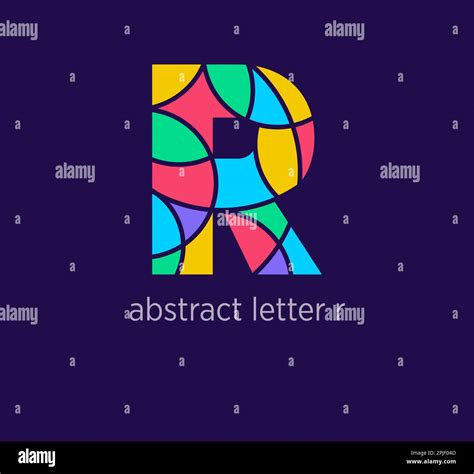 Modern Abstract Letter R Logo Icon Unique Mosaic Design Color