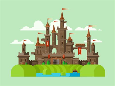 Medieval Castle Flat Illustration Kit8