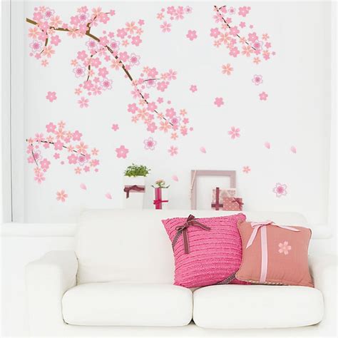 Pink Flying Flower Sakura Cherry Blossoms Backdrop Living Room