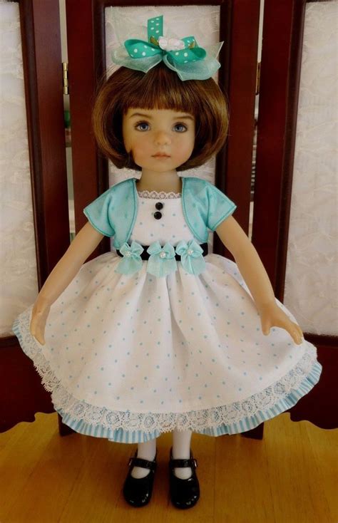 Aqua Blue Polka Dots Outfit For Effner 13 Little Darling Doll By Apple