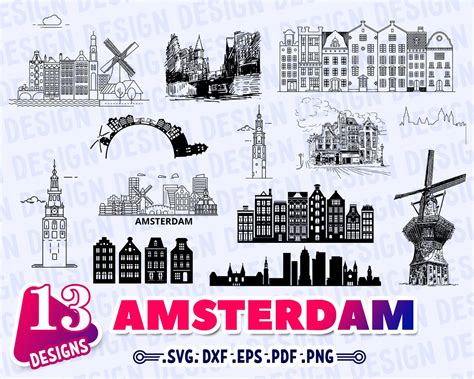 Amsterdam Svg Amsterdam Skyline Svg Amsterdam Silhouette Etsy