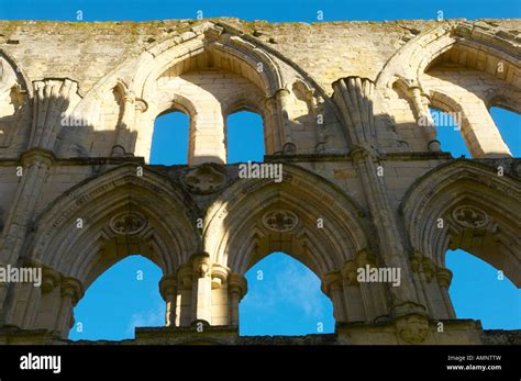 End Of Abbey With Gothic Arches English Heritage Site Rievaulx Abbey
